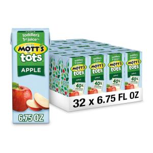 Mott’s For Tots Apple, 6.75 Fl Oz Boxes, 32 Count (4 Packs Of 8), Juice With Purified Water, Good Source Of Vitamin C, 40% Less Sugar Than 100% Apple Juice, No Artificial Sweeteners(Apple)
