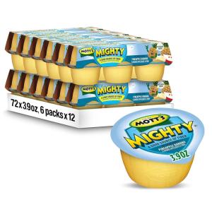 Mott’s Mighty Strawberry Peach Applesauce, 3.9 Oz Cups, 72 Count (12 Packs Of 6), No Sugar Added, Good Source Of Fiber, Supports A Healthy Digestive System, Gluten-free, Kosher(Pineapple Banana)