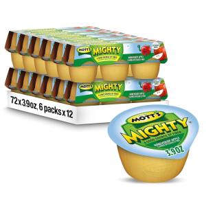 Mott’s Mighty Strawberry Peach Applesauce, 3.9 Oz Cups, 72 Count (12 Packs Of 6), No Sugar Added, Good Source Of Fiber, Supports A Healthy Digestive System, Gluten-free, Kosher(Honeycrisp Apple)