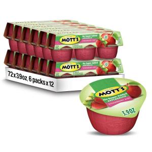 Mott’s No Sugar Added Cherry Applesauce, 3.9 Ounce Cup, 6 Count (Pack of 12)(Strawberry Kiwi)