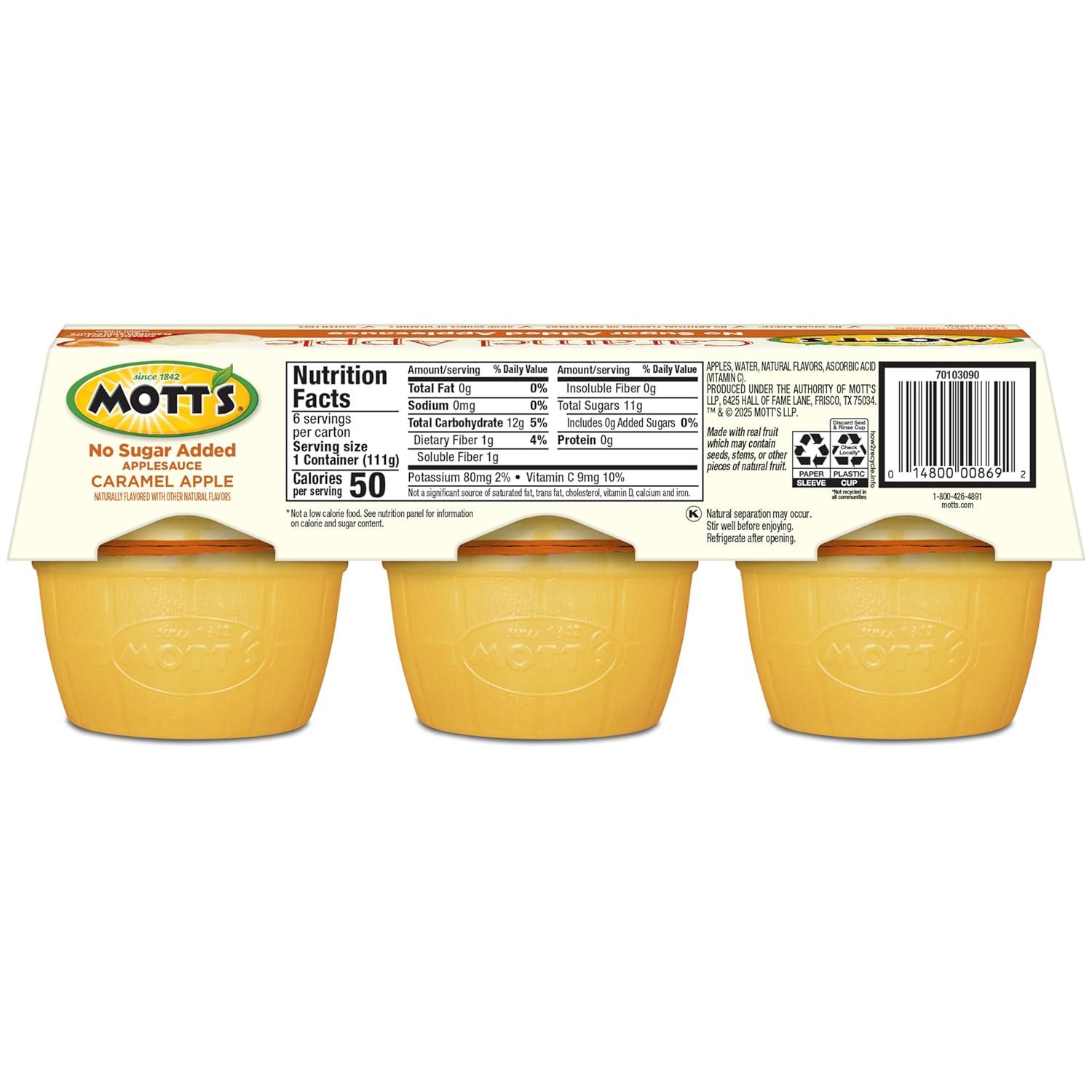 image:imageMotts No Sugar Added Strawberry Applesauce 39 Ounce Cup 6 Count Pack of 12Caramel