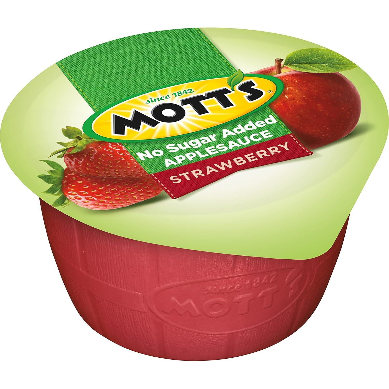 image:imageMotts No Sugar Added Strawberry Applesauce 39 Ounce Cup 6 Count Pack of 12Strawberry