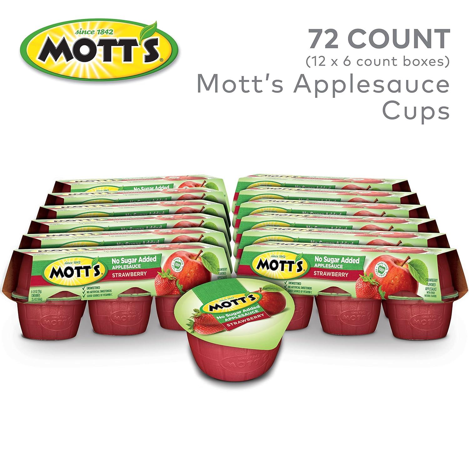 image:imageMotts No Sugar Added Strawberry Applesauce 39 Ounce Cup 6 Count Pack of 12Strawberry