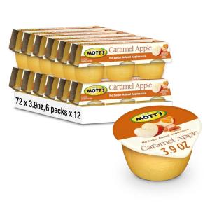 Mott’s No Sugar Added Strawberry Applesauce, 3.9 Ounce Cup, 6 Count (Pack of 12)(Caramel)